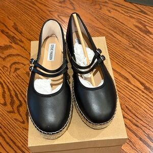 Steve Madden Black Double Strap Espadrille Flats